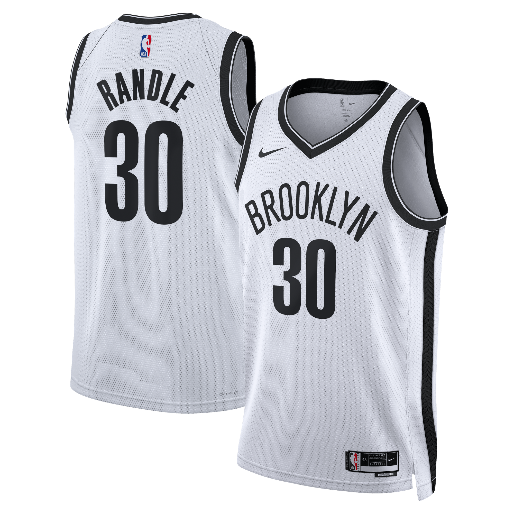 Camiseta Swingman Nike Association Edition de los Brooklyn Nets - Blanca - Julius Randle - Unisex