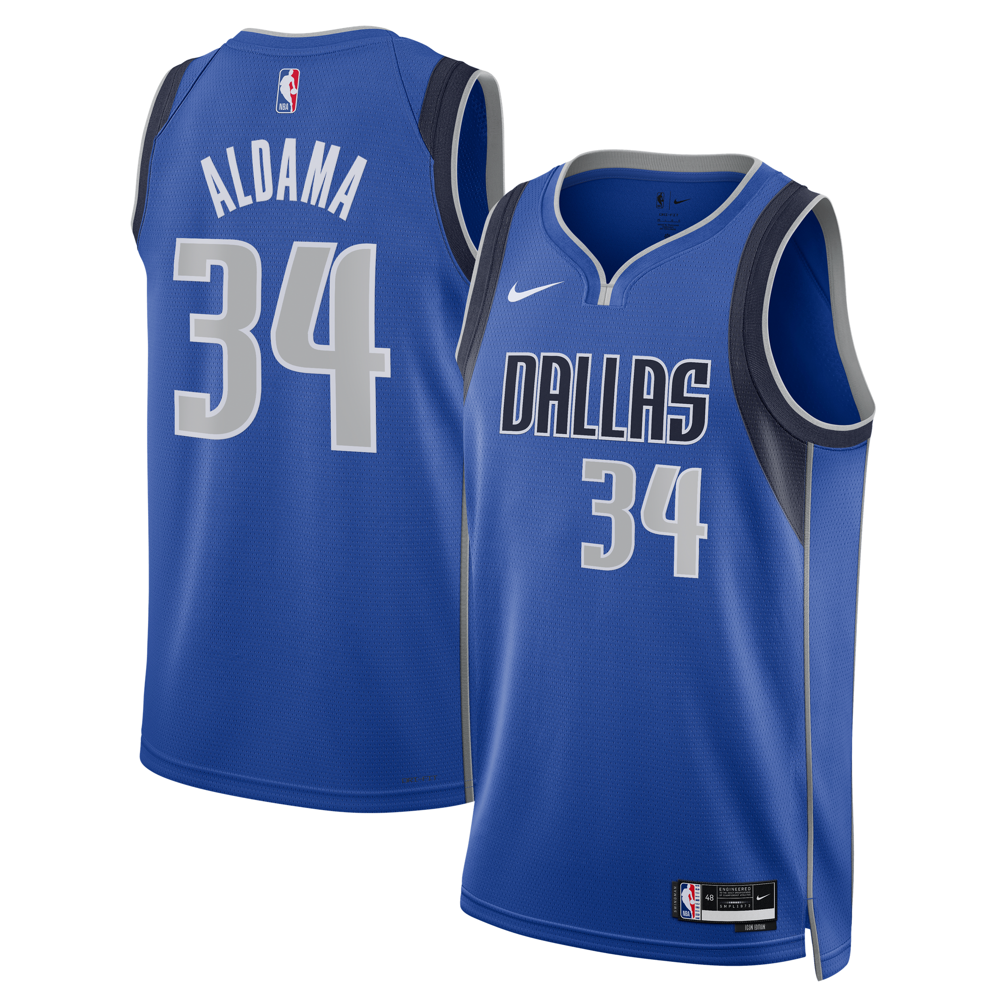 Camiseta Nike Icon Edition Swingman de los Dallas Mavericks - Azul - Santi Aldama - Unisex
