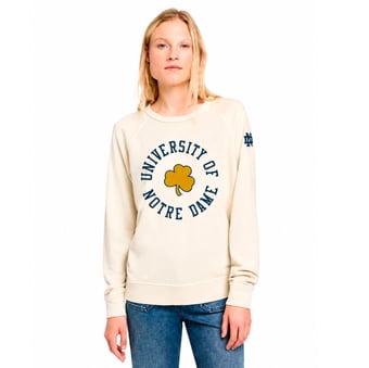 Women's FAHERTY Cream Notre Dame Fighting Irish Coastal Cloud Sweatshirt