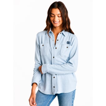 Women's FAHERTY Light Blue Notre Dame Fighting Irish Legend Button-Up Sweater Shirt