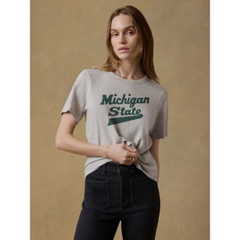 Women's FAHERTY Heather Gray Michigan State Spartans Sunwashed Essential T-Shirt