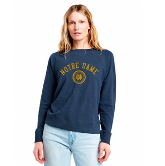 Women's FAHERTY Navy Notre Dame Fighting Irish Sunwashed Slub Sweatshirt
