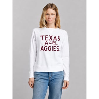 Women's FAHERTY White Texas A&M Aggies Sunwashed Slub Sweatshirt