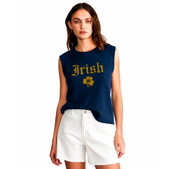 Women's FAHERTY Navy Notre Dame Fighting Irish Sunwashed Muscle Tank Top