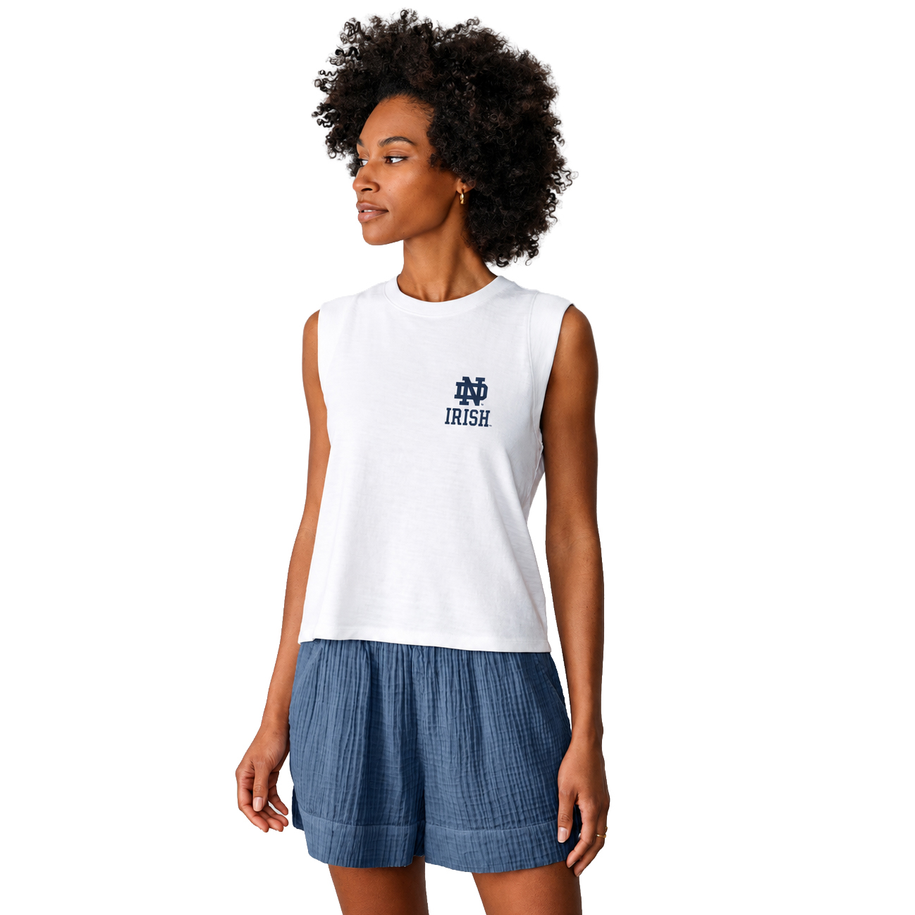 Women's FAHERTY White Notre Dame Fighting Irish Sunwashed Muscle Tank Top