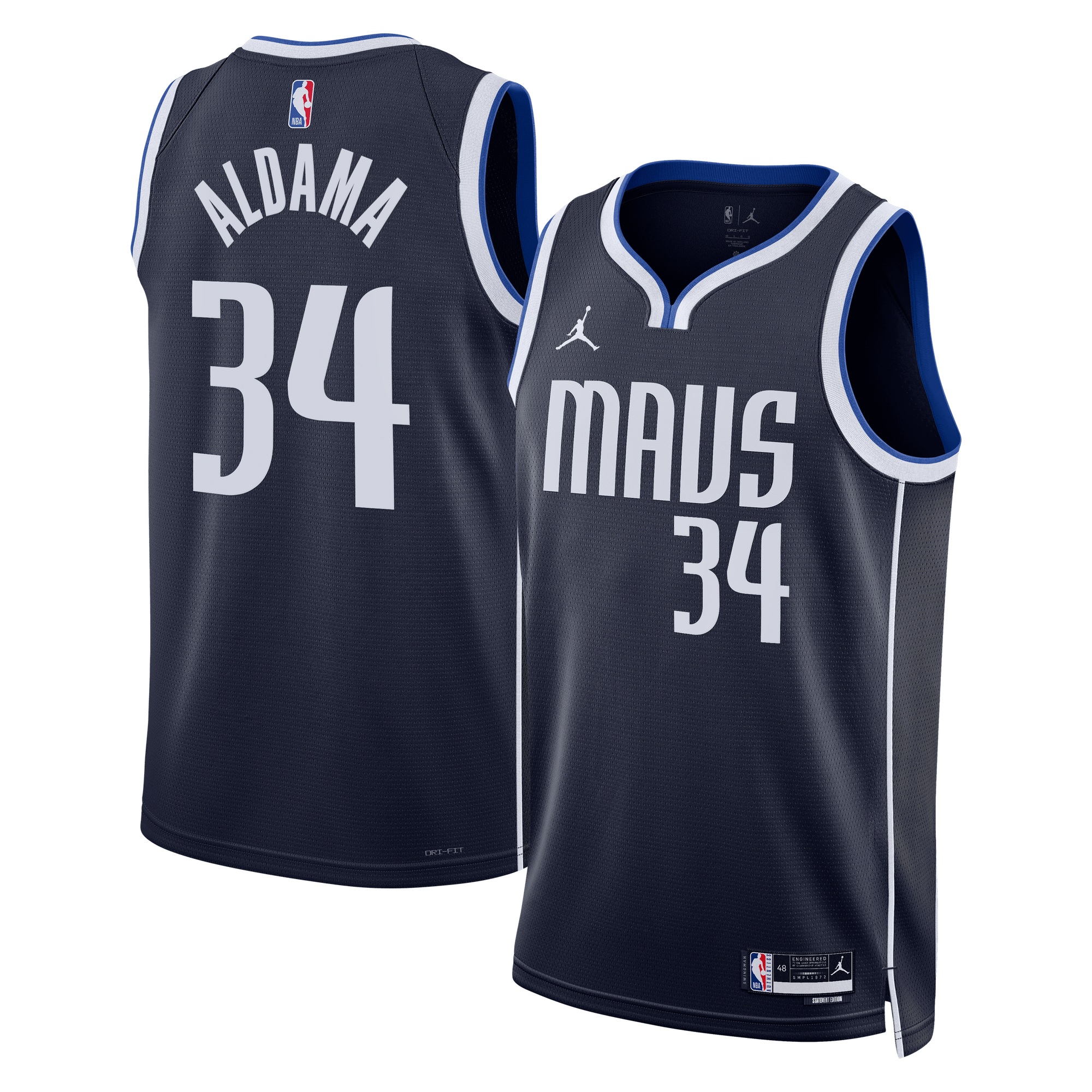 Camiseta Swingman Edición Jordan Brand Statement de los Dallas Mavericks - Azul marino - Santi Aldama - Unisex