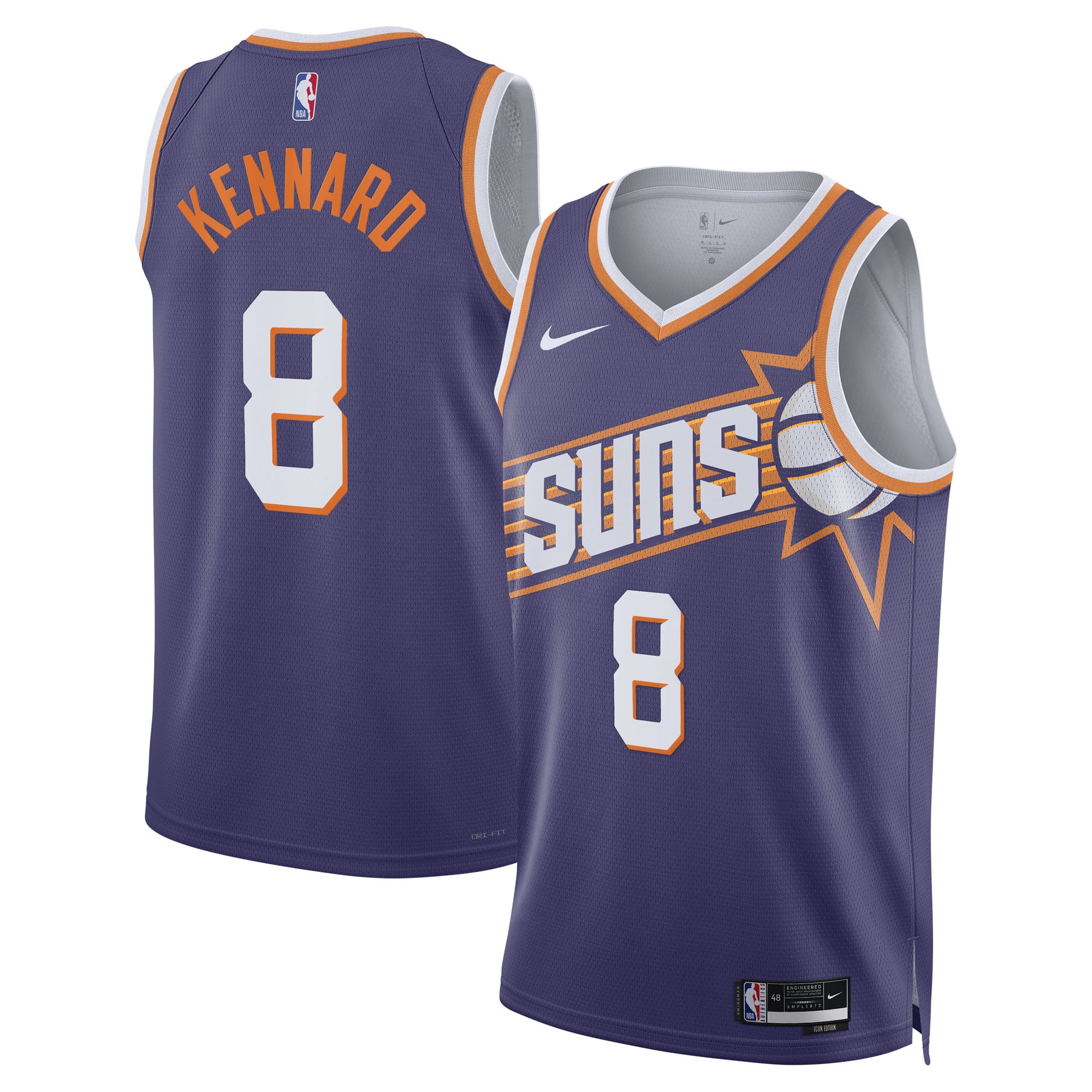 Camiseta Nike Icon Edition Swingman de los Phoenix Suns - Morada - Luke Kennard - Unisex