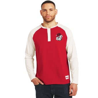 Men's Darius Rucker Collection by Fanatics Red/White Georgia Bulldogs Henley Long Sleeve Raglan T-Shirt