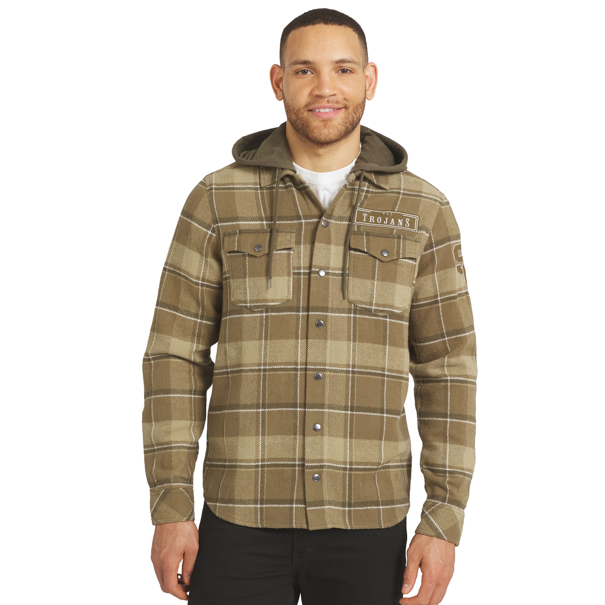 Men's Darius Rucker Collection by Fanatics Brown/Olive USC Trojans Woven Hooded Full-Snap Shacket