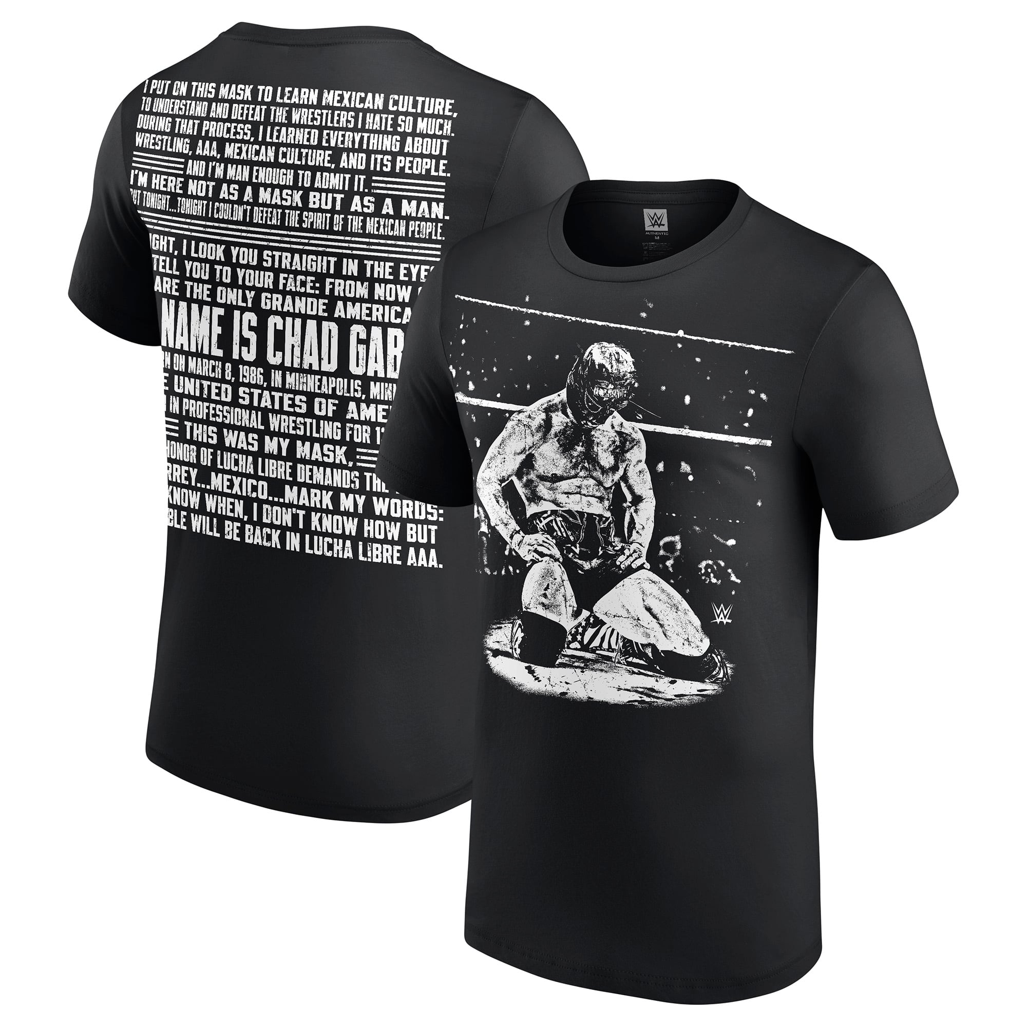 Men's Black Chad Gable AAA Noche de Los Grandes Promo T-Shirt