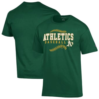 Men's Champion Green Athletics Baseball T-Shirt