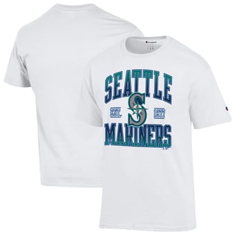 Men's Champion White Seattle Mariners Team Name T-Shirt
