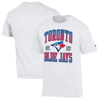 Men's Champion White Toronto Blue Jays Team Name T-Shirt