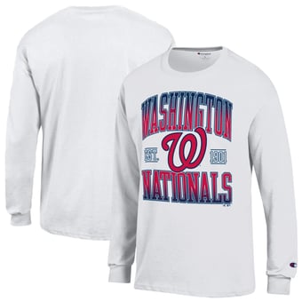 Men's Champion  White Washington Nationals Jersey Long Sleeve T-Shirt