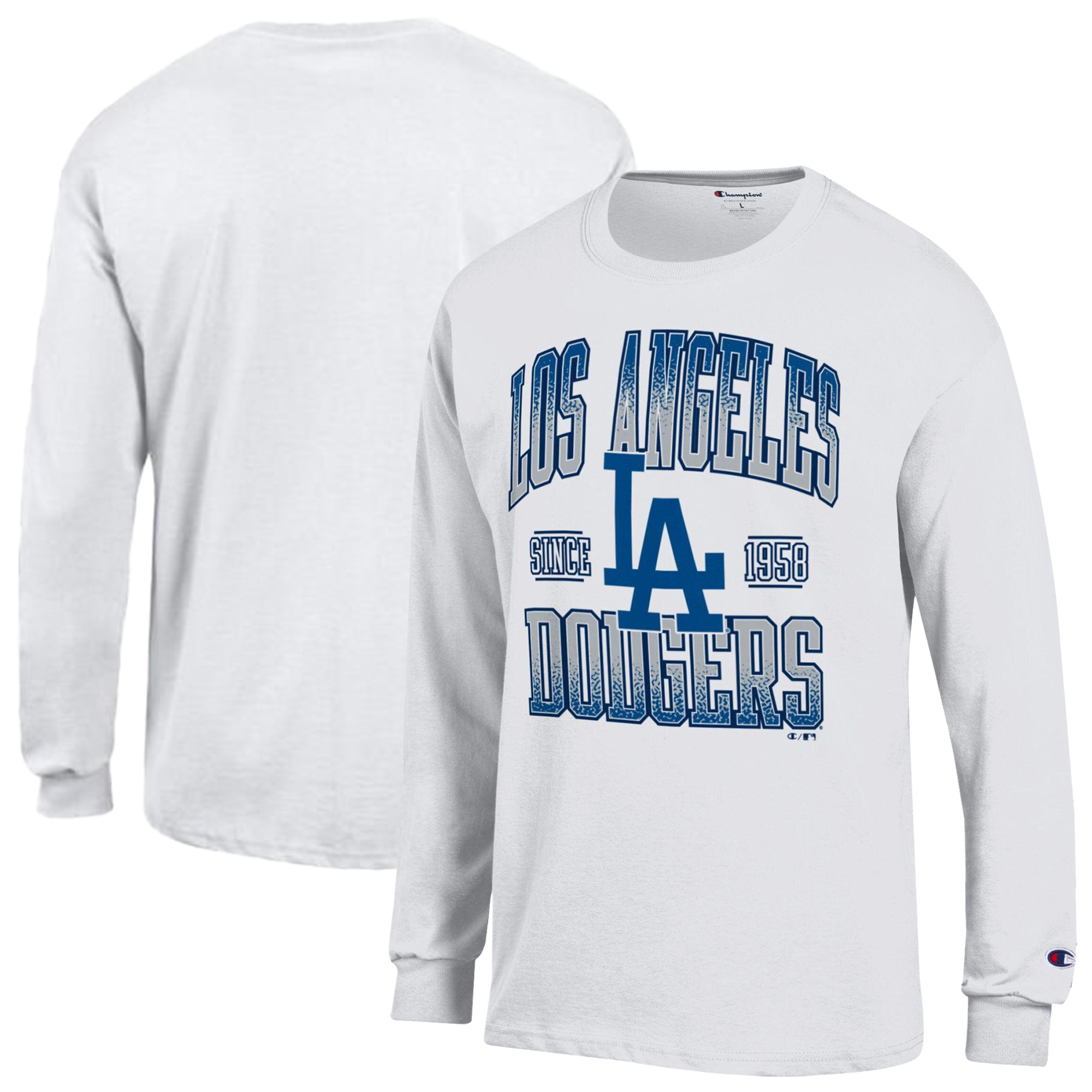 Men's Champion  White Los Angeles Dodgers Jersey Long Sleeve T-Shirt