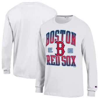 Men's Champion  White Boston Red Sox Jersey Long Sleeve T-Shirt