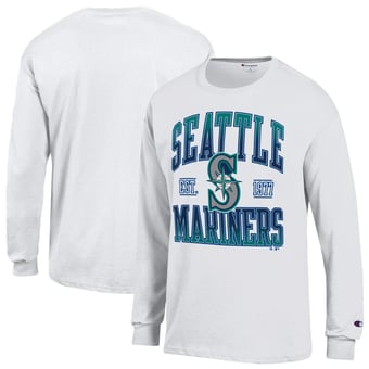 Men's Champion  White Seattle Mariners Jersey Long Sleeve T-Shirt
