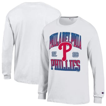 Men's Champion  White Philadelphia Phillies Jersey Long Sleeve T-Shirt