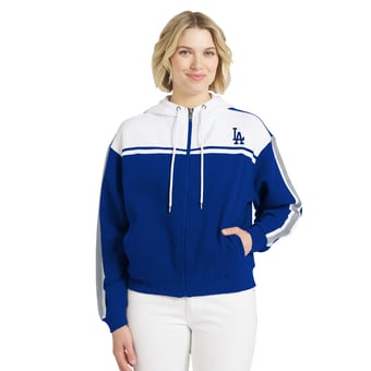 Women's WEAR by Erin Andrews Royal/White Los Angeles Dodgers Color Blocked Full-Zip Hoodie