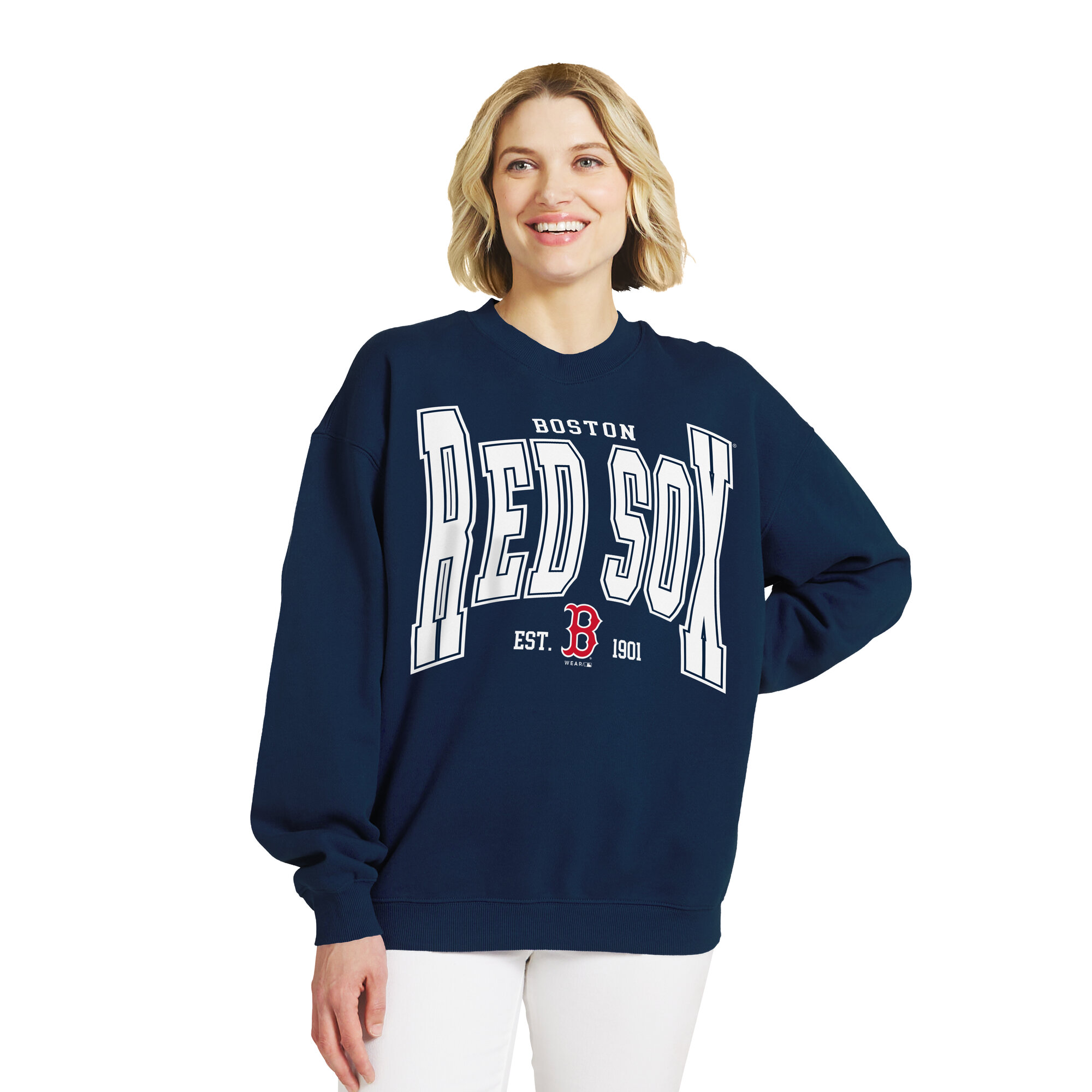 Women’s WEAR by Erin Andrews Navy Boston Red Sox Oversized Team Fleece Sweatshirt Women’s WEAR by Erin Andrews Navy Boston Red Sox Oversized Team Fleece Sweatshirt
