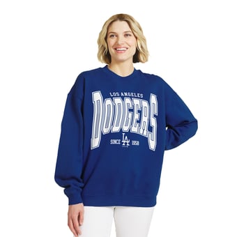 Women's WEAR by Erin Andrews Royal Los Angeles Dodgers Oversized Team Fleece Sweatshirt