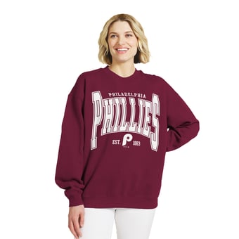 Women's WEAR by Erin Andrews Burgundy Philadelphia Phillies Oversized Team Fleece Sweatshirt