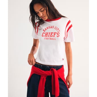Women's Abercrombie & Fitch White Kansas City Chiefs Varsity T-Shirt