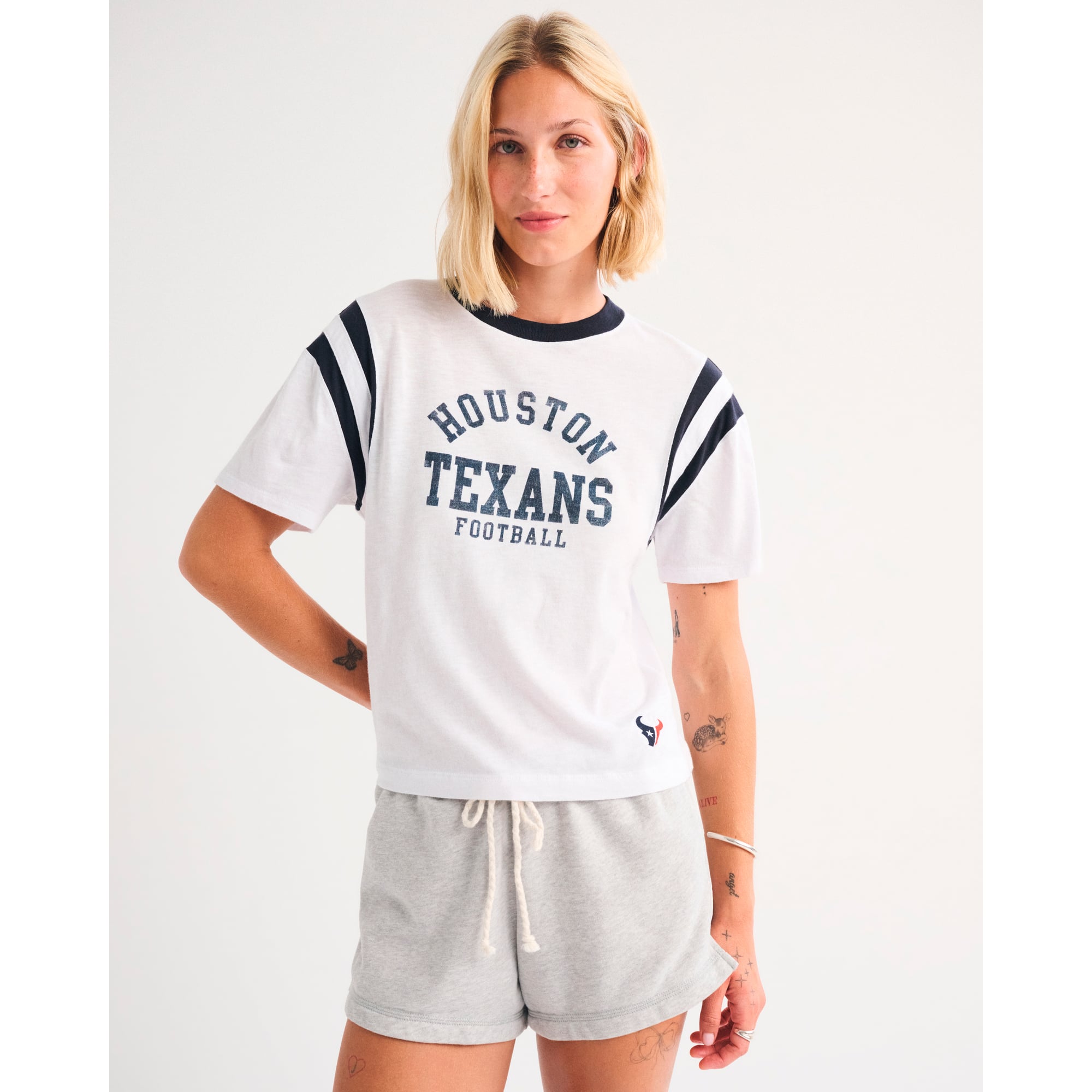 Weißes Damen-T-Shirt von Abercrombie & Fitch mit Houston Texans-Logo