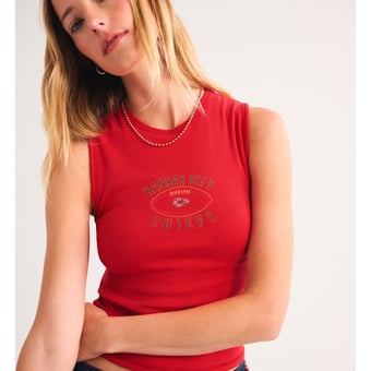 Women's Abercrombie & Fitch Red Kansas City Chiefs Bra-Free Rib High-Neck Tank Top