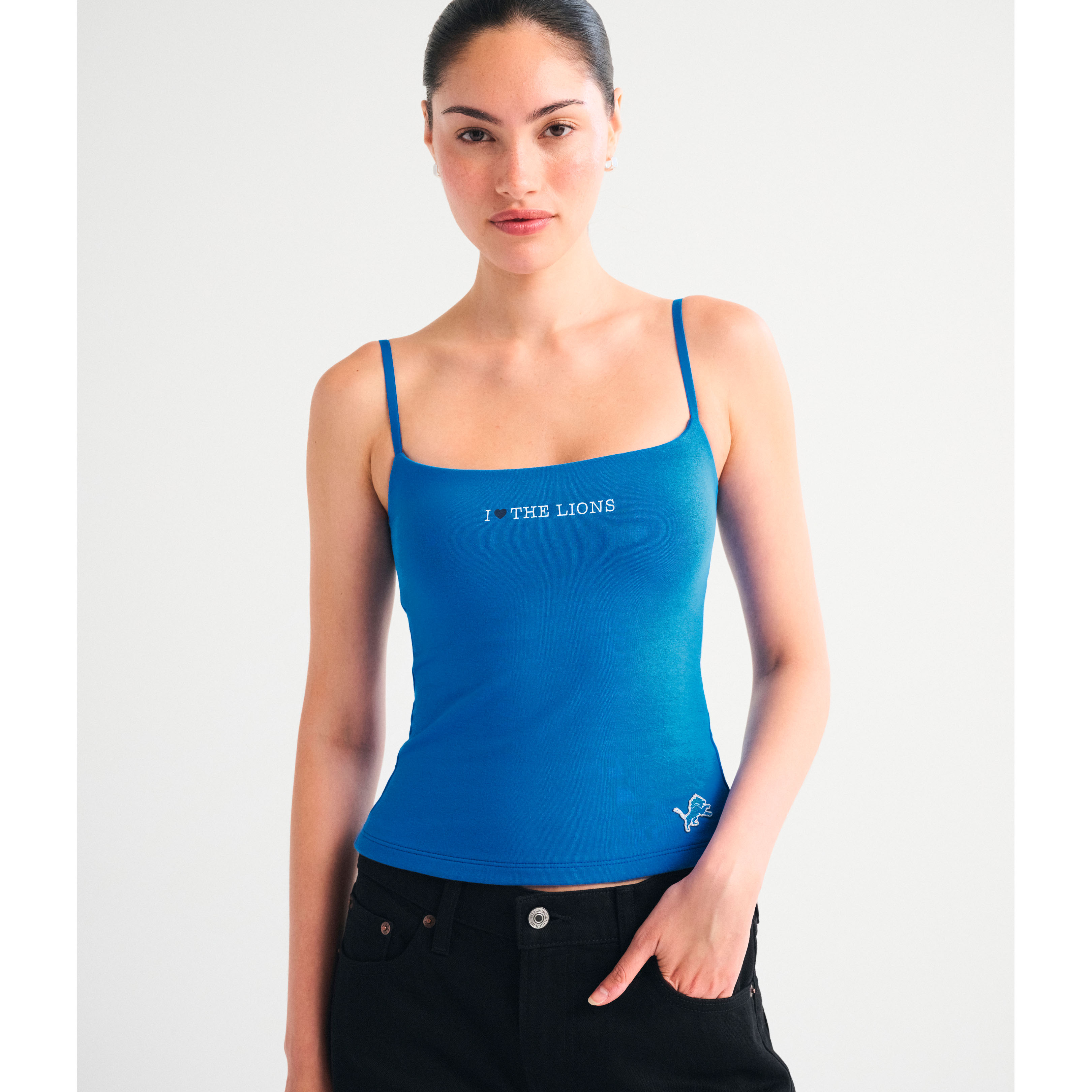 Women's Abercrombie & Fitch Blue Detroit Lions Bra-Free Seamless Fabric 90s Cami Top