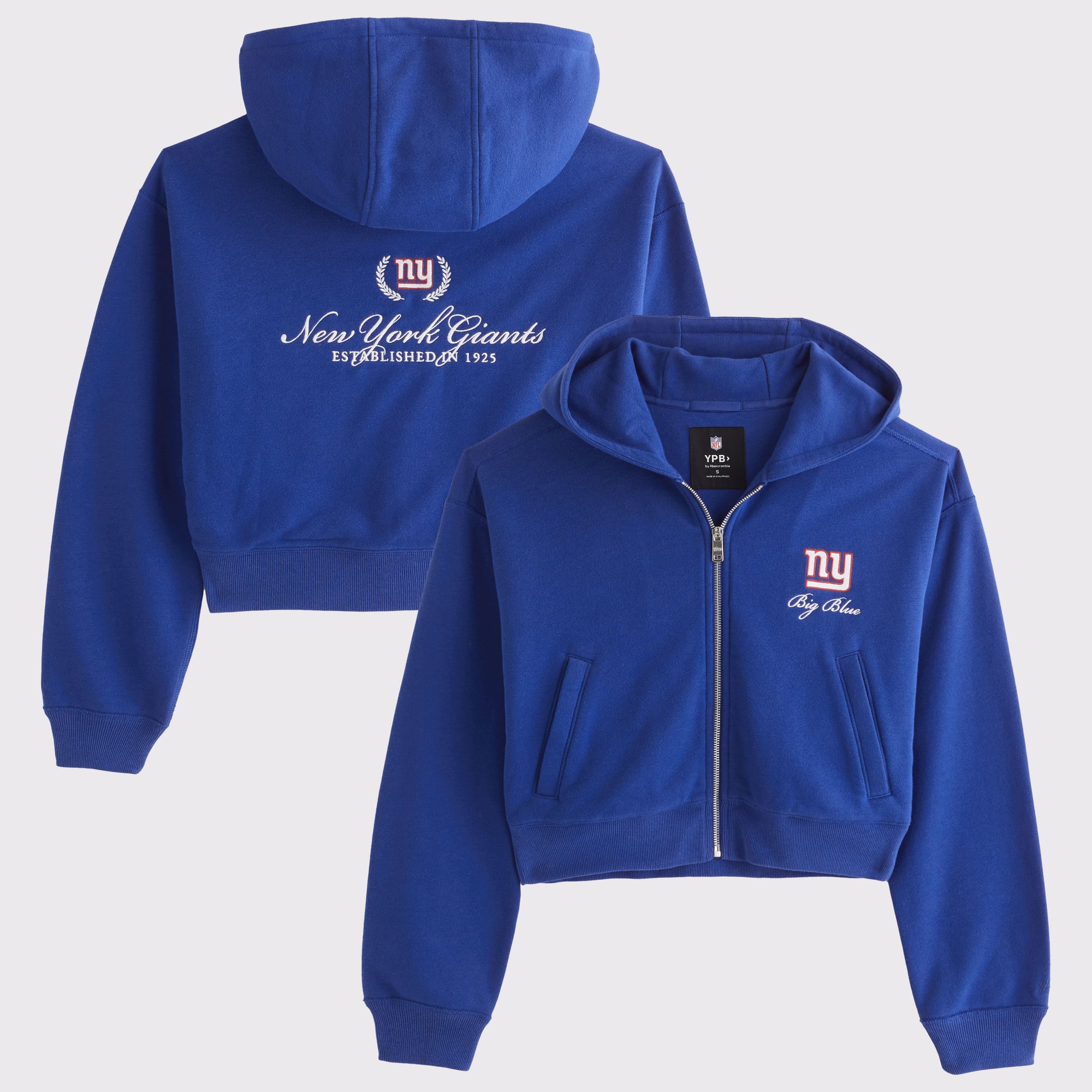 Damen-Hoodie mit durchgehendem Reißverschluss von Abercrombie & Fitch Royal New York Giants YPB On The Go 6AM