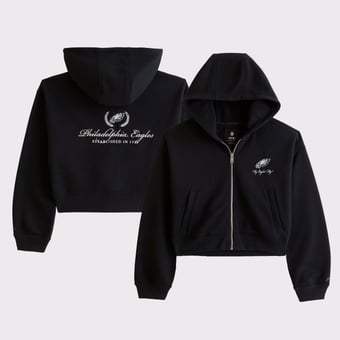 Women's Abercrombie & Fitch Black Philadelphia Eagles YPB On The Go 6AM Full-Zip Hoodie