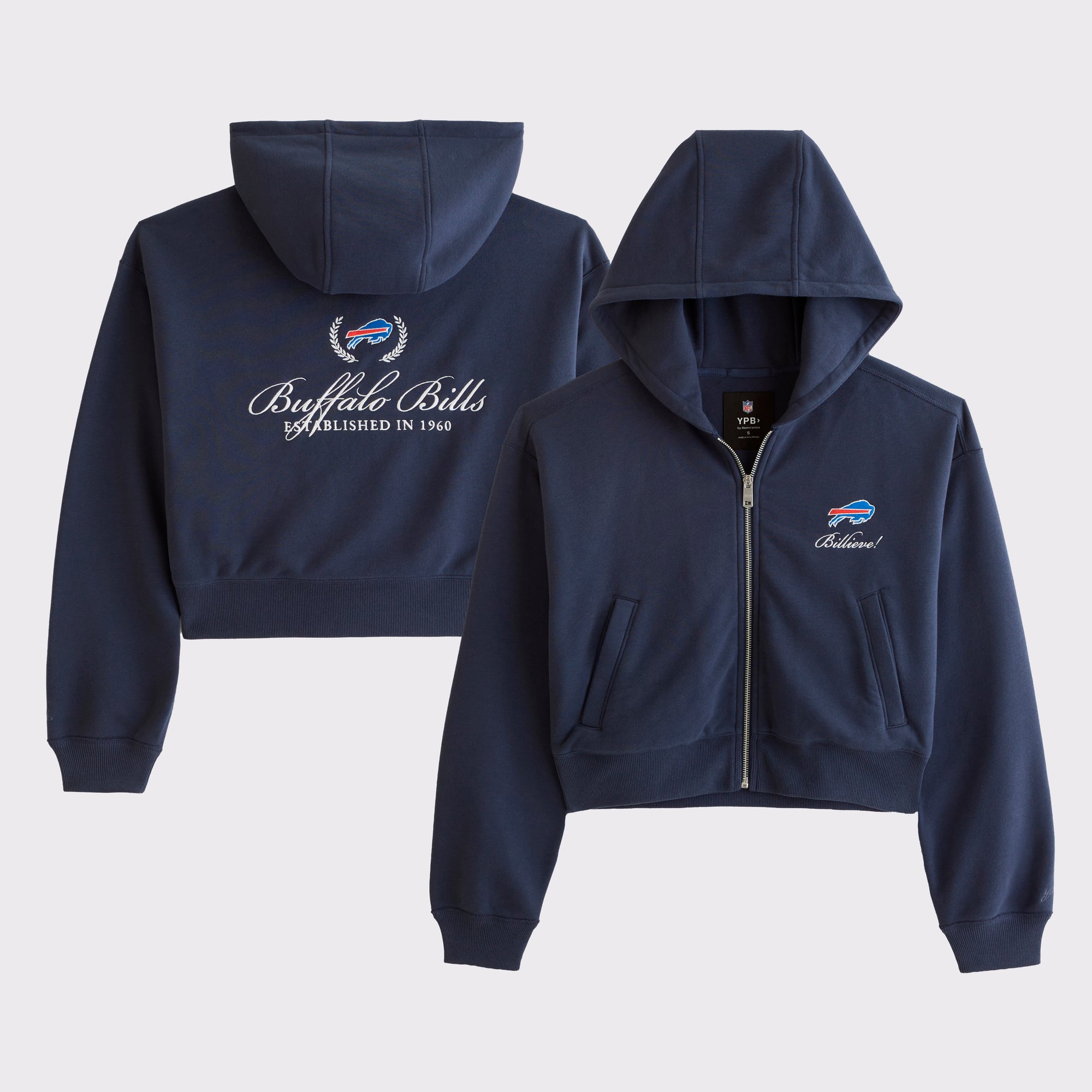 Sweat à capuche zippé Abercrombie & Fitch YPB On The Go 6AM bleu marine pour femme