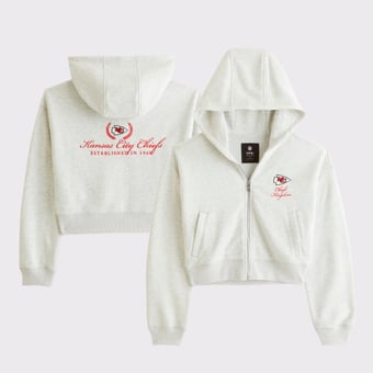 Women's Abercrombie & Fitch Heather Gray Kansas City Chiefs YPB On The Go 6AM Full-Zip Hoodie