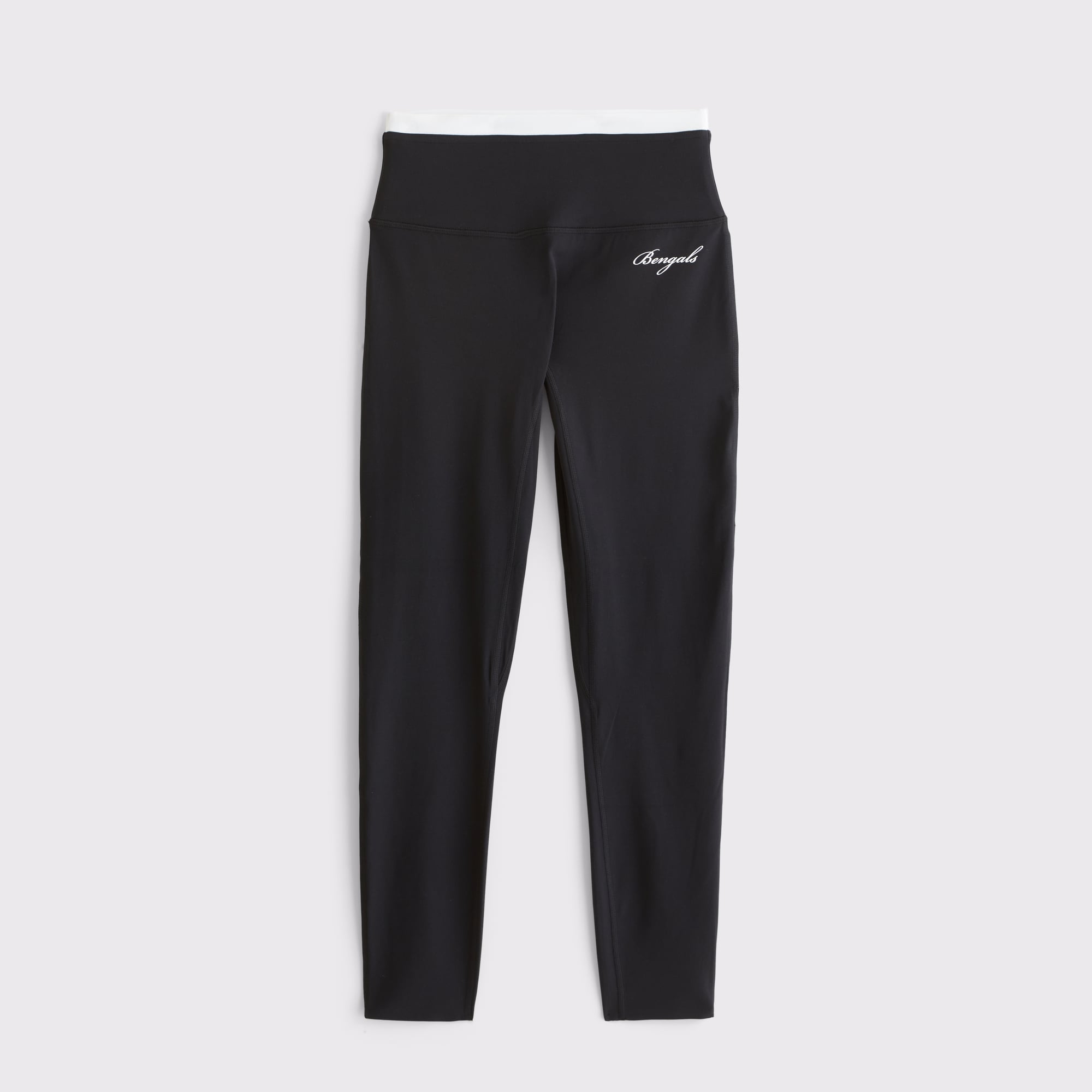 Schwarze 7/8-Leggings von Abercrombie & Fitch mit Cincinnati Bengals-Logo, Modell YPB studioFLEX.