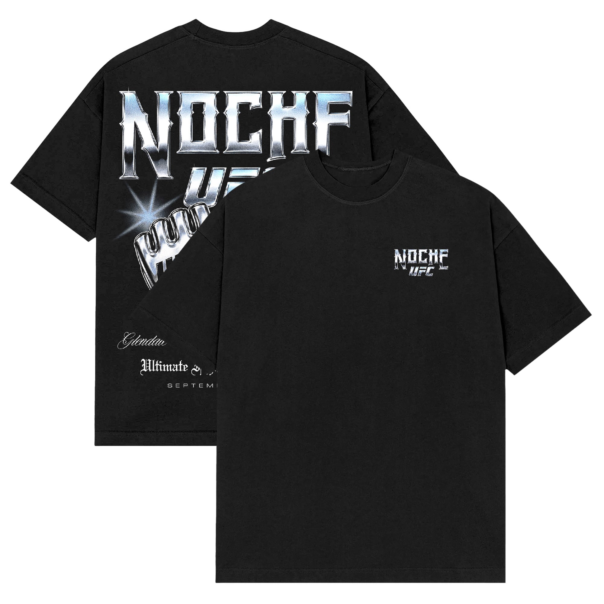 Men's Black Noche UFC Chromed Relaxed Boxy T-Shirt