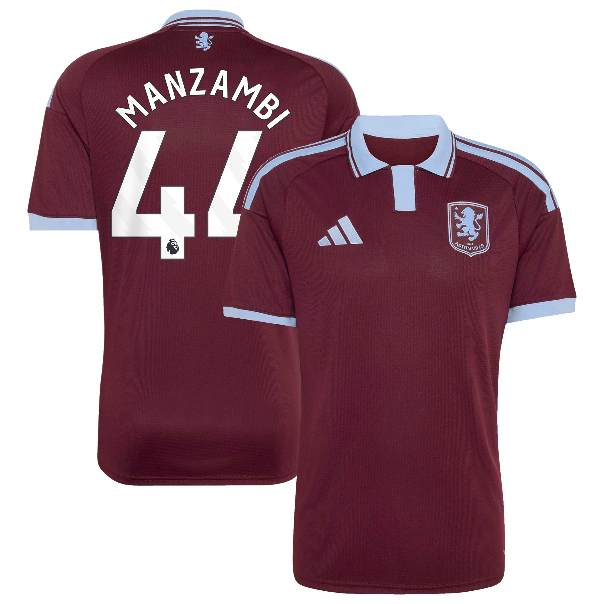 Camiseta adidas de la 1ª equipación del Aston Villa 2026-27 con dorsal Manzambi 44