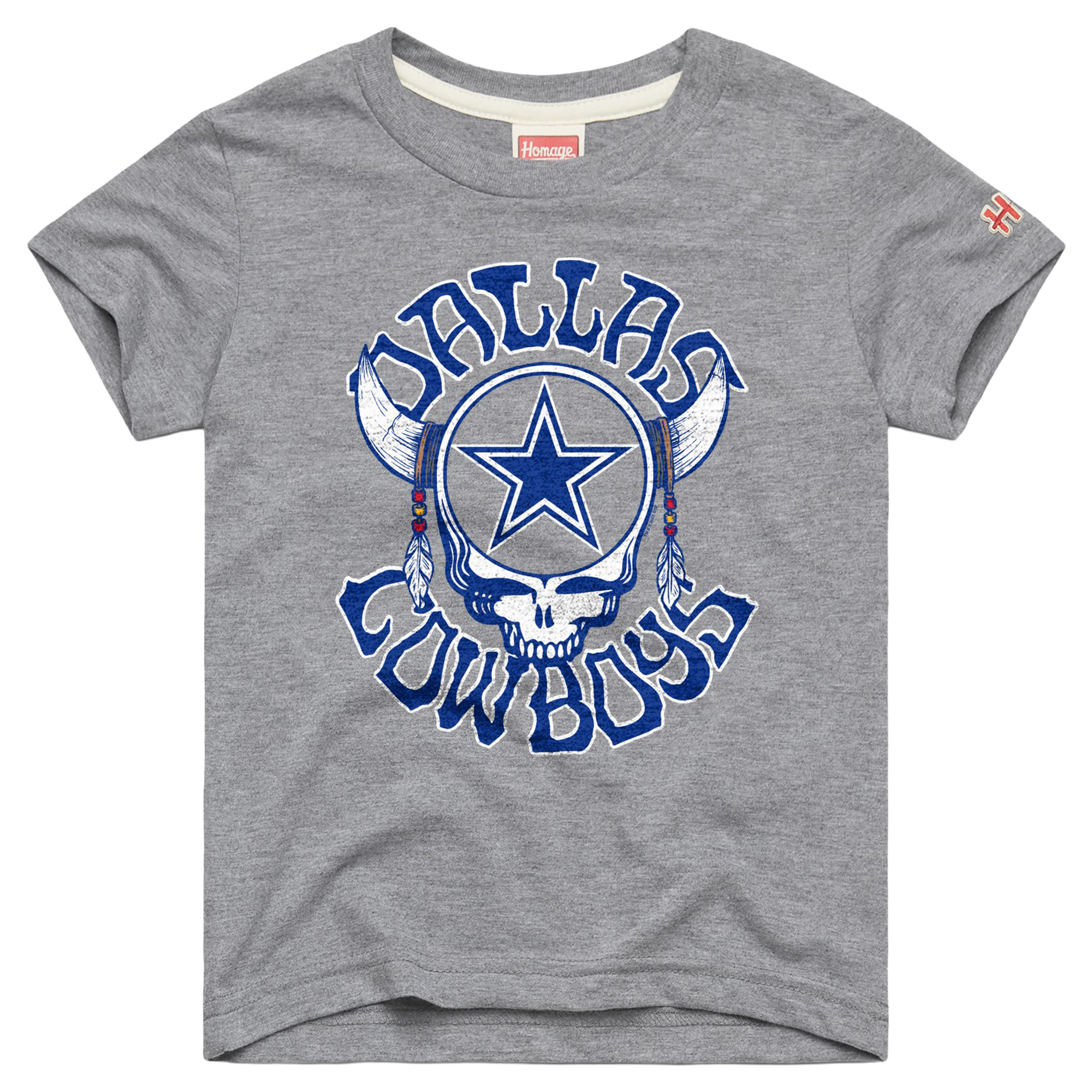 Youth Homage Gray Dallas Cowboys NFL x Grateful Dead Tri-Blend T-Shirt