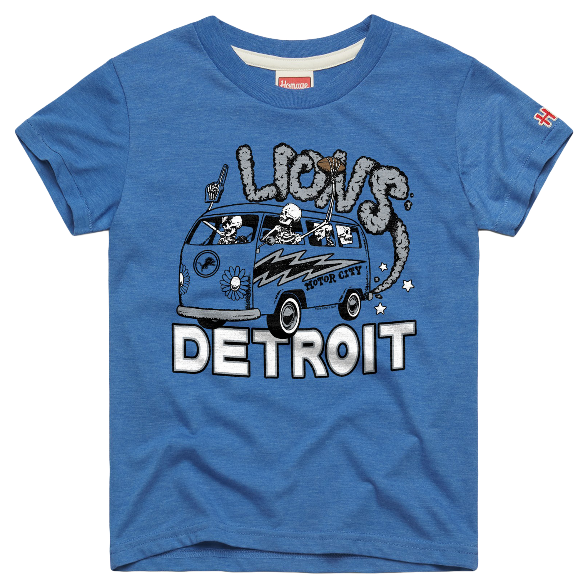 Youth Homage  Blue Detroit Lions NFL x Grateful Dead Tri-Blend T-Shirt