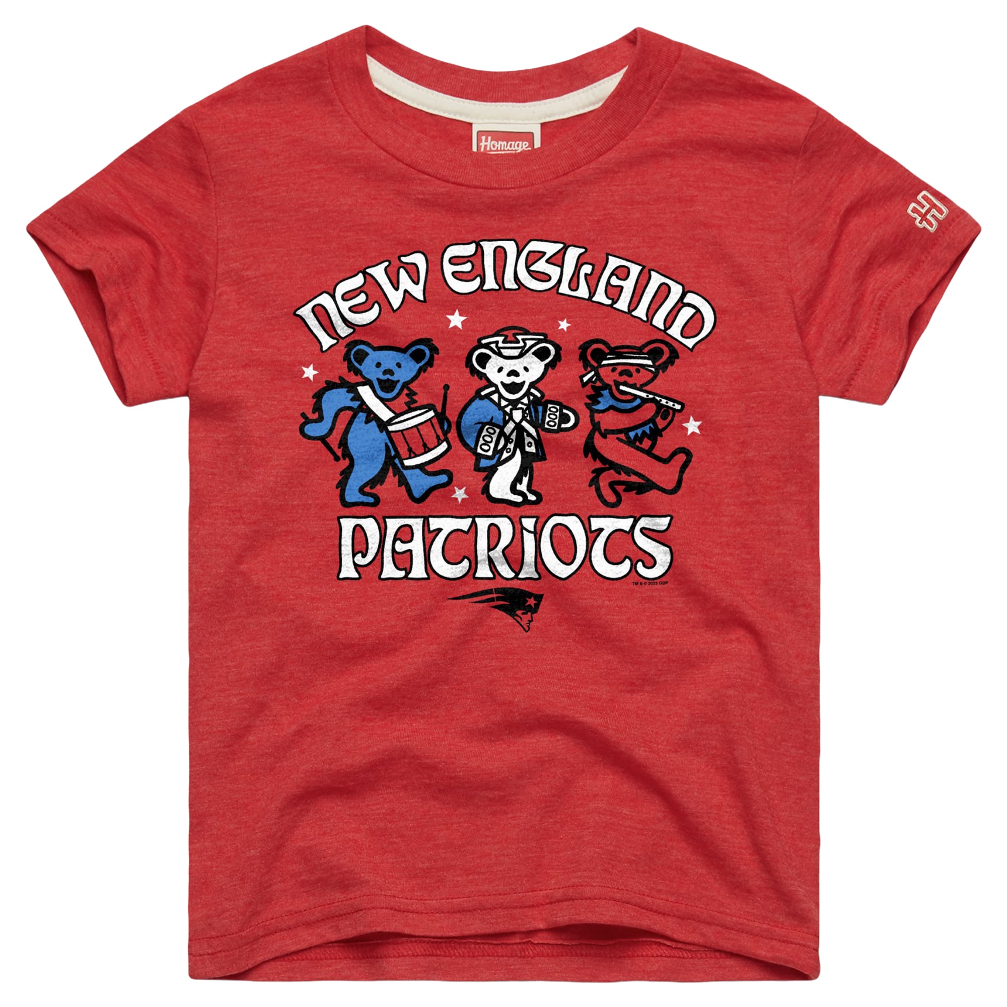 Toddler Homage  Red New England Patriots NFL x Grateful Dead Tri-Blend T-Shirt