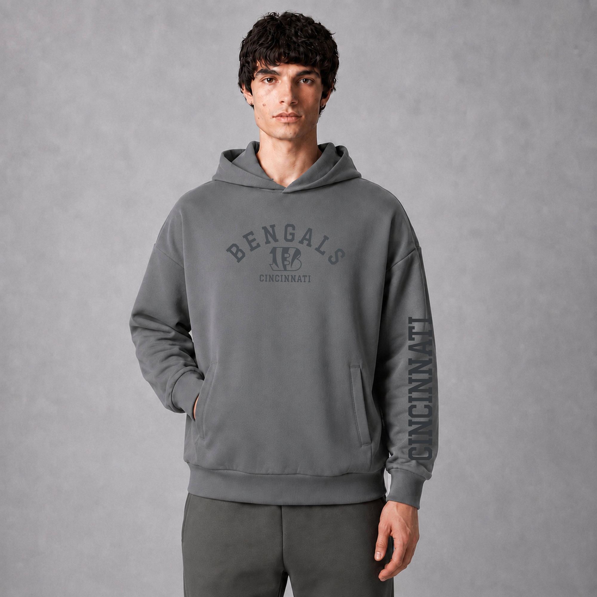 Men's Levelwear Gray Cincinnati Bengals Luxe Zone Pullover Hoodie
