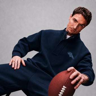 Men's Levelwear  Navy Denver Broncos Core Logo Luxe Stein 1/4 Zip Pullover