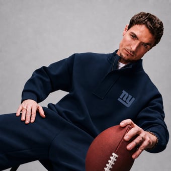 Men's Levelwear  Navy New York Giants Core Logo Luxe Stein 1/4 Zip Pullover