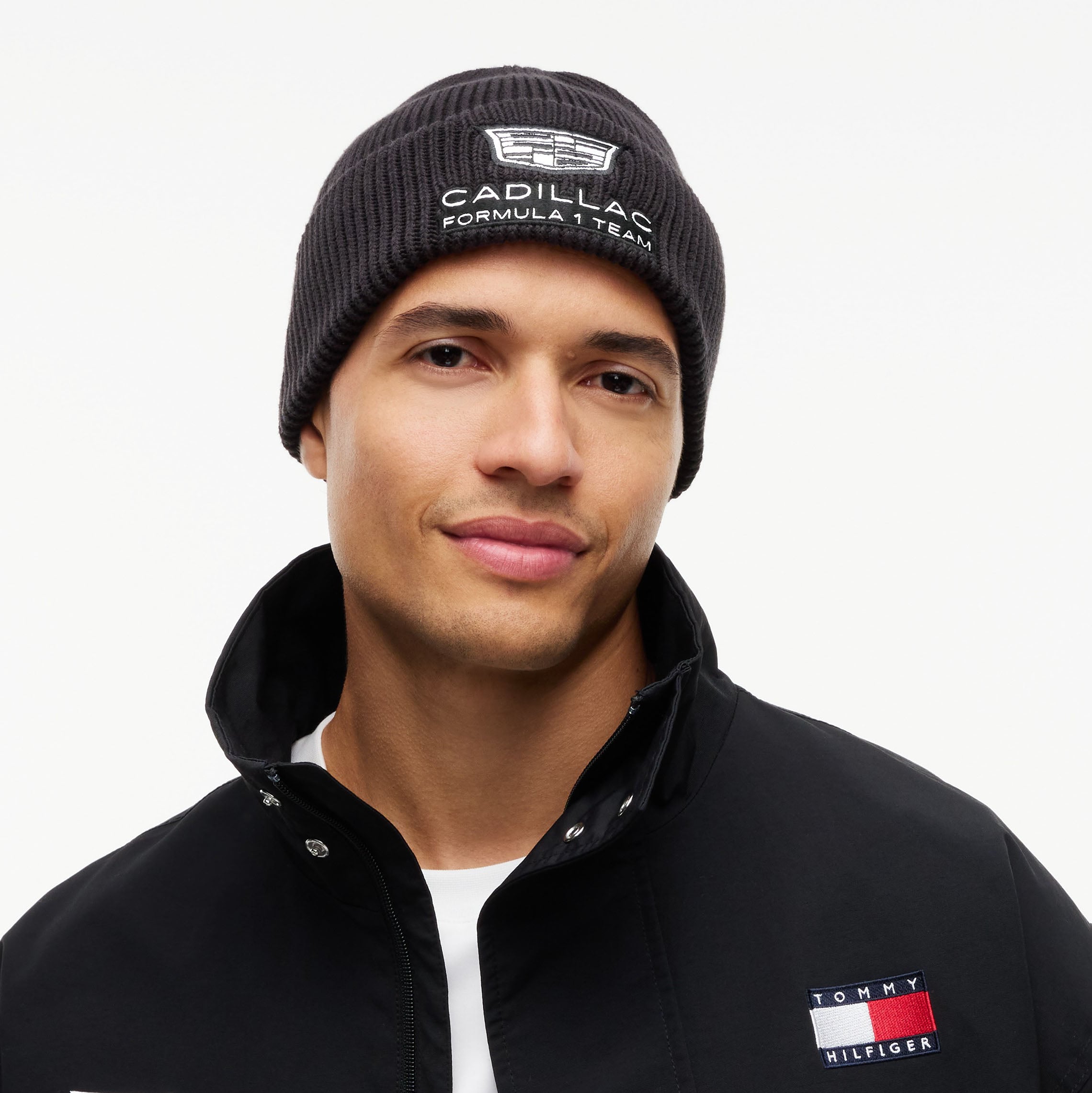 Unisex Tommy Hilfiger Black Cadillac F1 Team Replica Cuffed Knit Hat