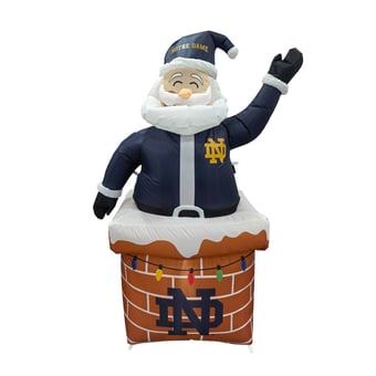 Logo Brands Notre Dame Fighting Irish Santa in Chimney Yard Inflatable