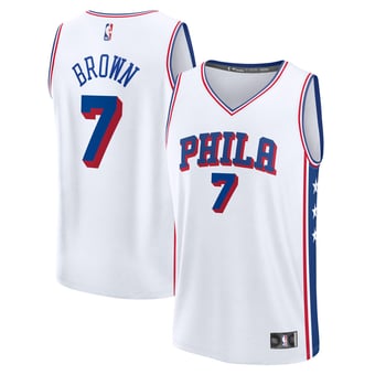Youth Fanatics Jaylen Brown White Philadelphia 76ers Fast Break Replica Jersey - Association Edition