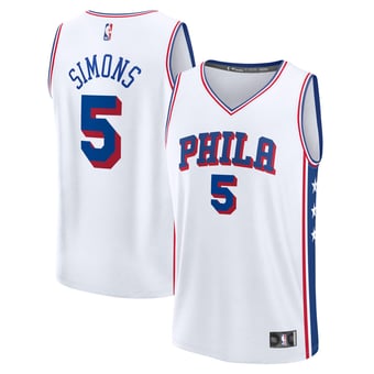 Youth Fanatics Anfernee Simons White Philadelphia 76ers Fast Break Replica Jersey - Association Edition