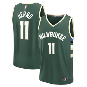 Youth Fanatics Tyler Herro Hunter Green Milwaukee Bucks Fast Break Replica Jersey - Icon Edition