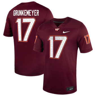 Men's Nike Ethan Grunkemeyer Maroon Virginia Tech Hokies Home Game Jersey