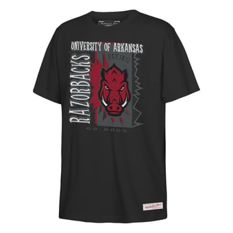 Youth Mitchell & Ness  Black Arkansas Razorbacks 90s Retro Poster T-Shirt
